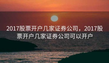 2017股票开户几家证券公司，2017股票开户几家证券公司可以开户