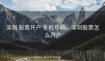 深圳 股票开户 手机号码，深圳股票怎么开户