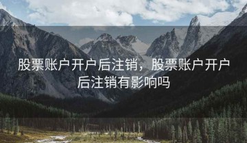 股票账户开户后注销，股票账户开户后注销有影响吗
