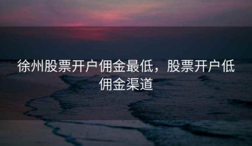 徐州股票开户佣金最低，股票开户低佣金渠道