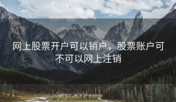 网上股票开户可以销户，股票账户可不可以网上注销