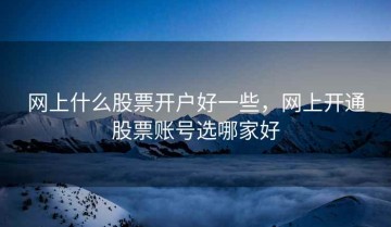 网上什么股票开户好一些，网上开通股票账号选哪家好