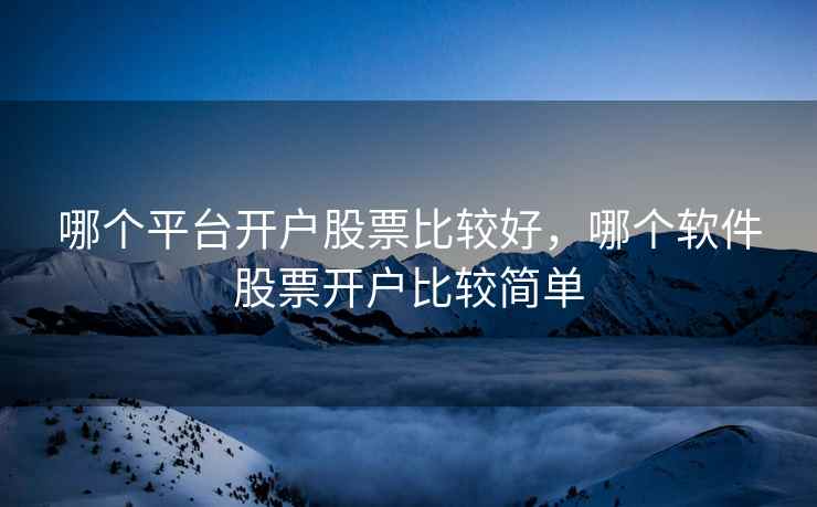 哪个平台开户股票比较好，哪个软件股票开户比较简单