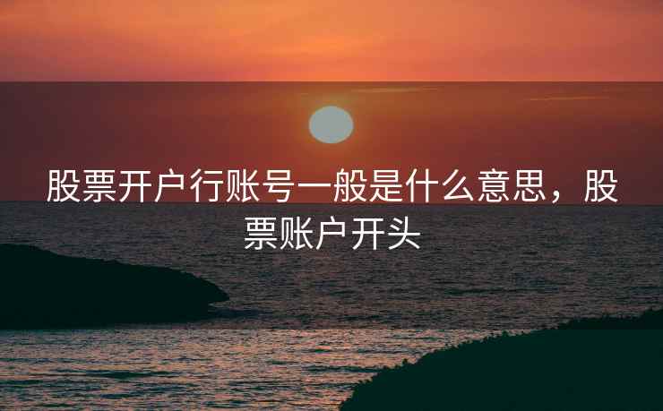 股票开户行账号一般是什么意思,股票账户开头 股票开户行账号一般是什么意思,股票账户开头