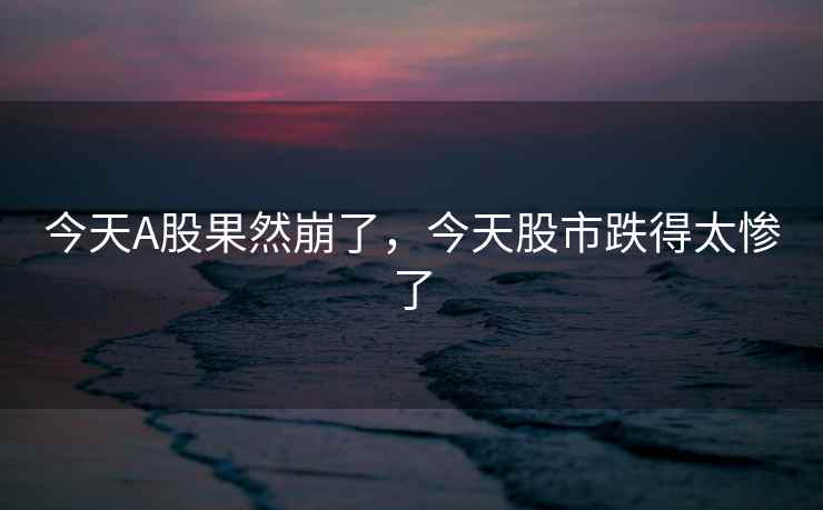 今天A股果然崩了，今天股市跌得太惨了