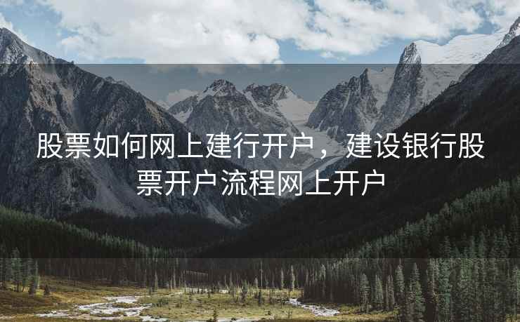 股票如何网上建行开户，建设银行股票开户流程网上开户